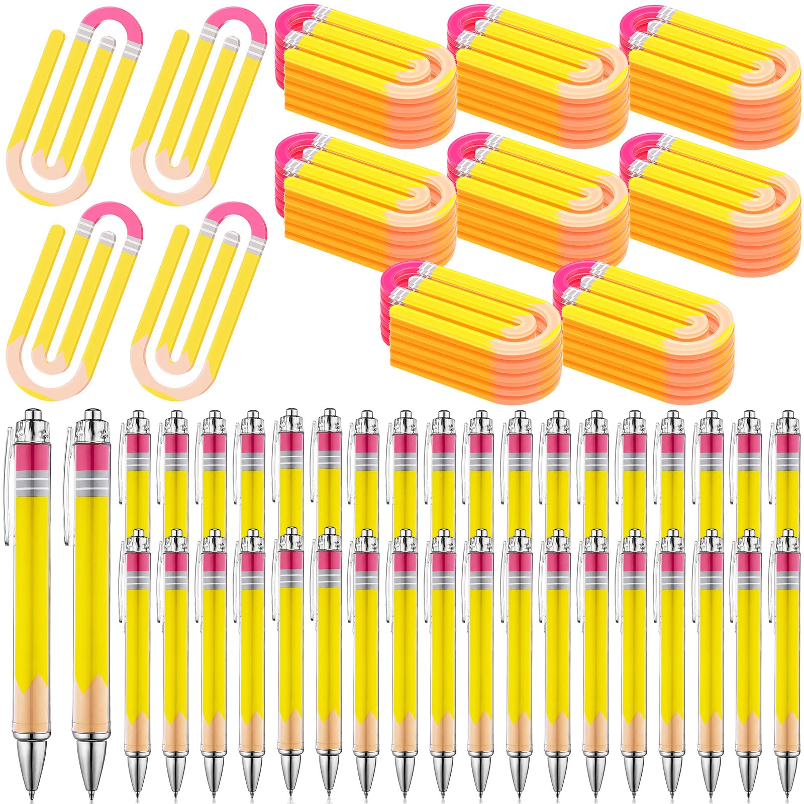 AmazingSpark Jumbo-Acryl-Büroklammern und Kugelschreiber für Lehrer, niedliche Büroklammern, Lesezeichen, Großpackung für den Schulanfang, Bürobedarf für Kollegen, 36 Sets