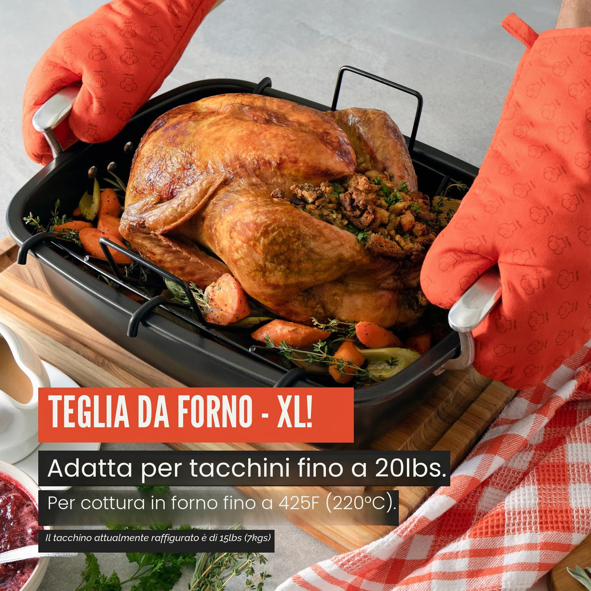 Chef Pomodoro Teglia XL Antiaderente con Griglia (Grigio)