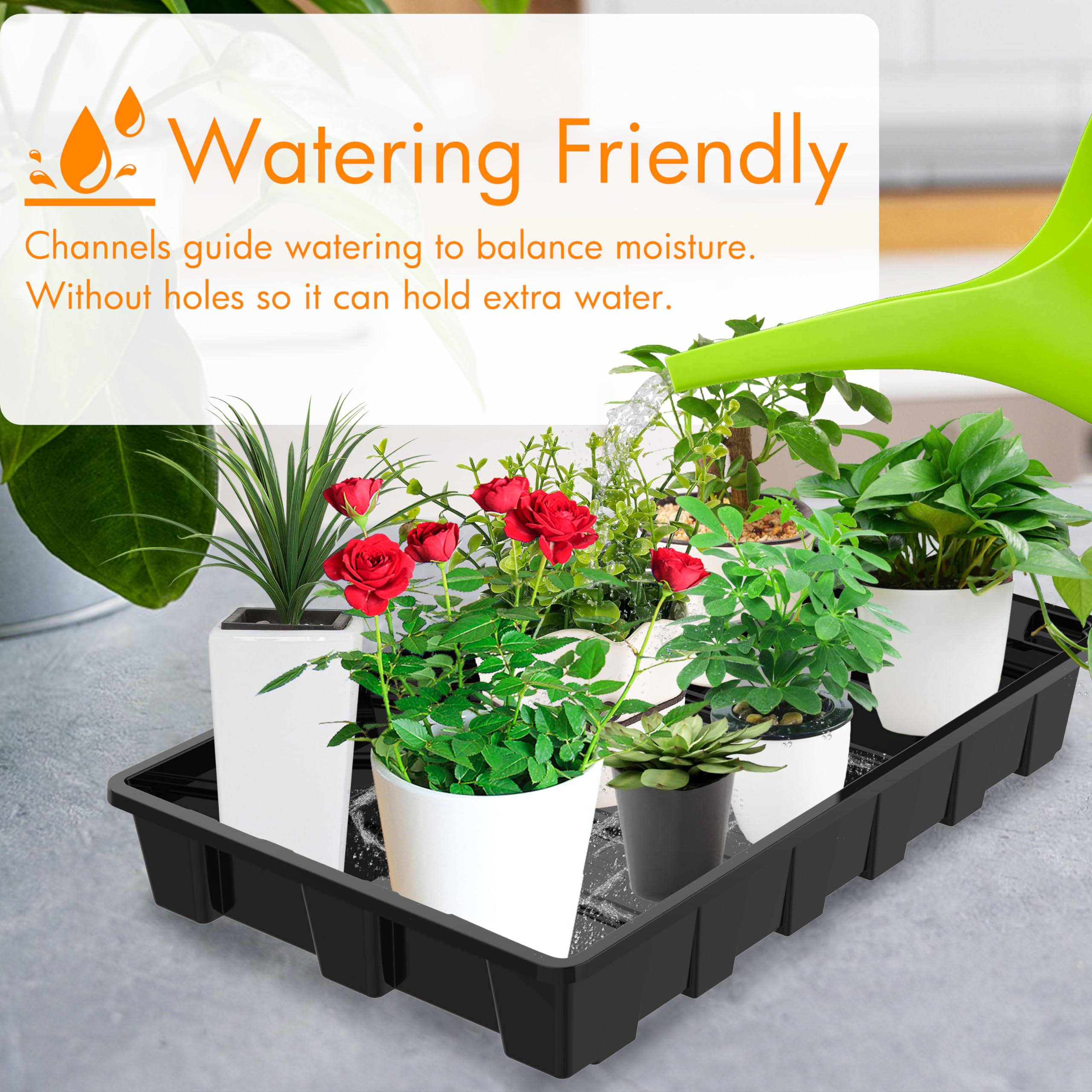 Gardzen Lot de 10 plateaux de semences, plateaux de culture réutilisables, parfaits pour le démarrage des graines, les microgreens, le jardinage d'intérieur et les pépinières de plantes en serre – Pas