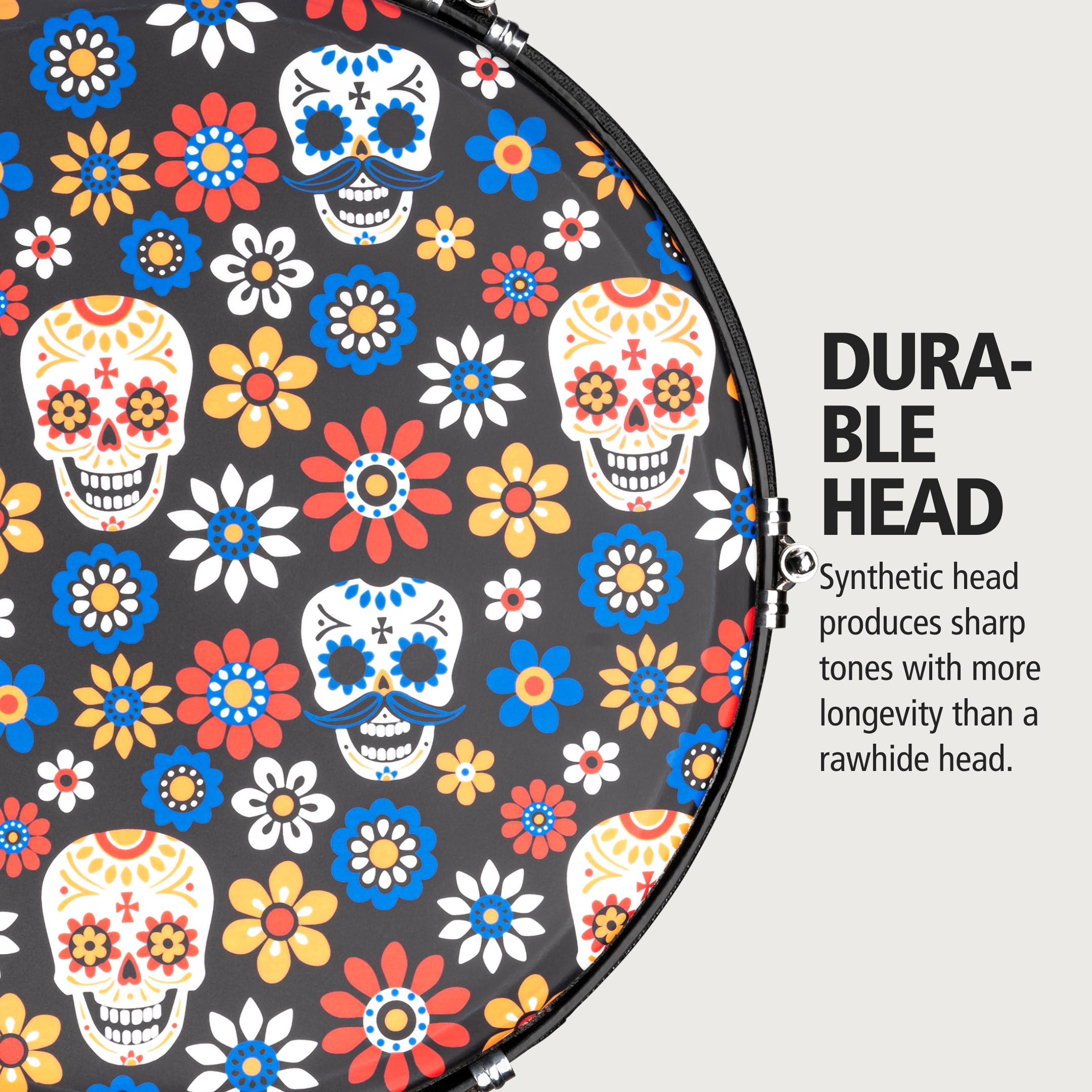 Meinl Percussion 12" Jumbo Djembe, Day Of The Dead, Designed Drum Head
