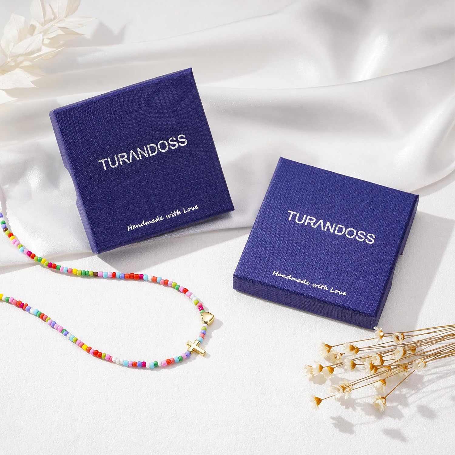 Turandoss Cross Necklace for Women - 14K Gold Plated Heart Necklace Dainty Colorful Beaded Cross Choker Necklaces for Women Trendy Holy Mary Medal Pendant Necklaces Baptism Birthday Christian Religious Gifts - Image 7