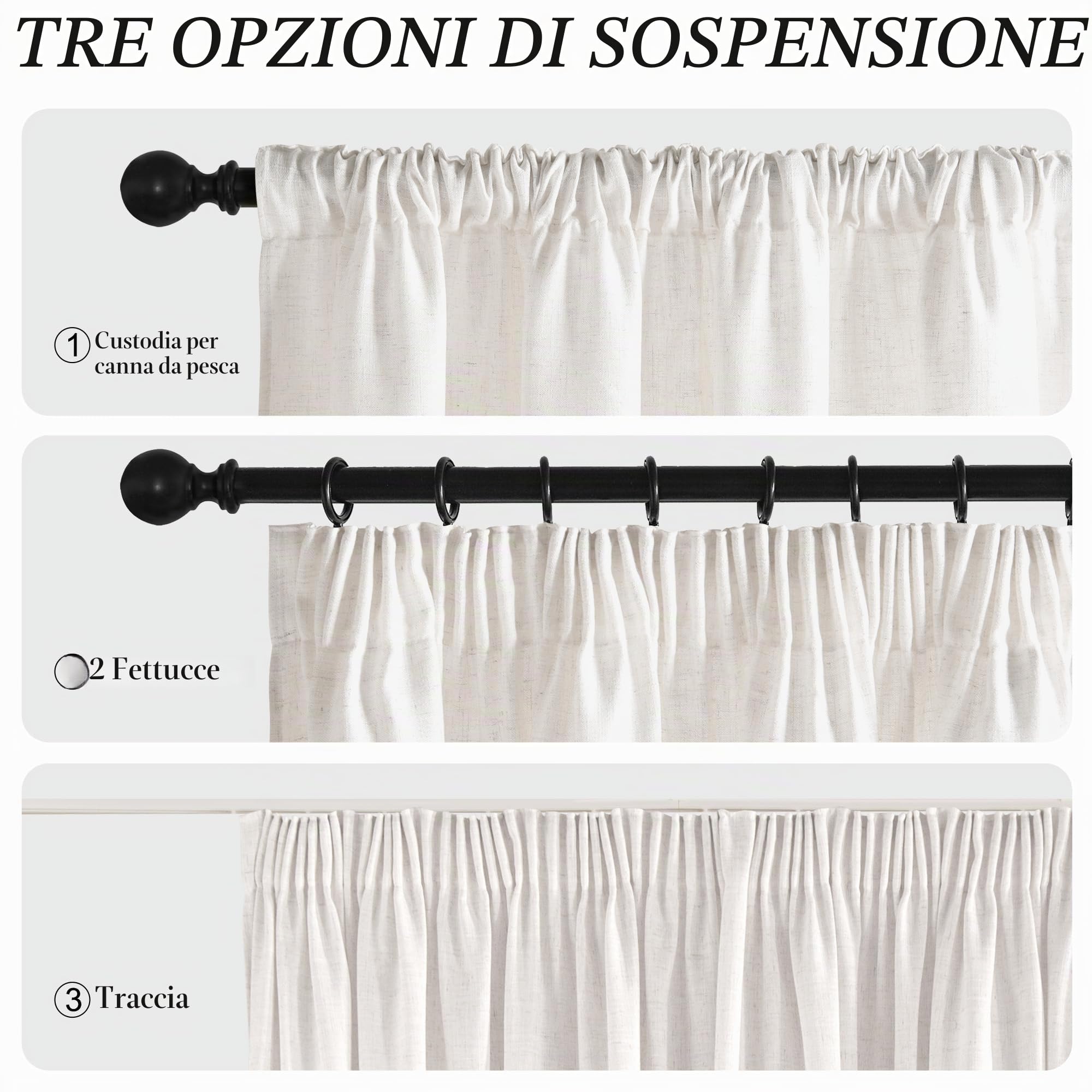 PONY DANCE Spesse Tende Lino per Interni Semitrasparenti Decorazioni Larghe Tende per Salotto con Fettuccia Linen Curtain Camera da Letto 1 Pezzo 300x245 CM, Crema