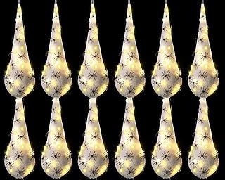 12 Pack Halloween Spider Hanging Egg Sacks Light-up Spider Egg Sacks Decoration Set with Lights, Large Realistic Haunted House Props for Yard Lawn Tree Outdoor Party Decor (Yellow)