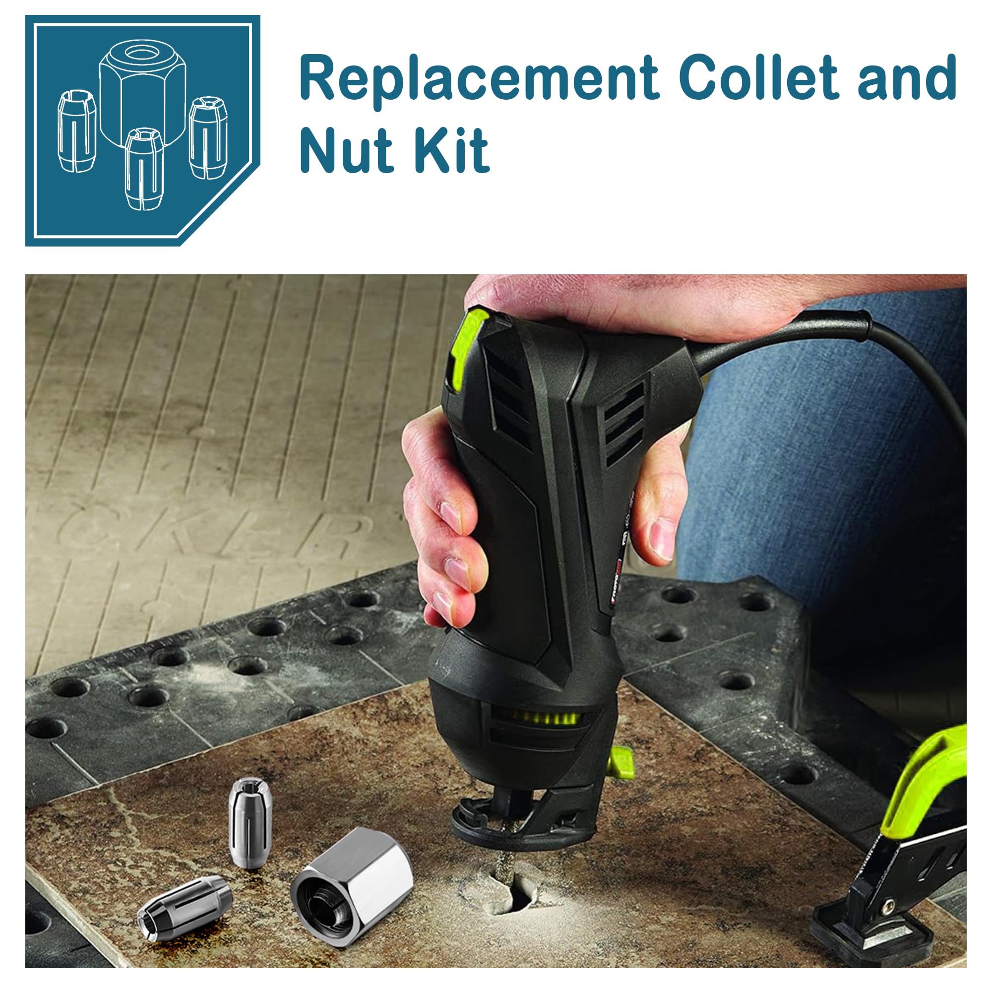 Dreyoo Collet & Nut Kit - Drywall Saw Replacement -3 Dreyoo Collet & Nut Kit - Drywall Saw Replacement -3