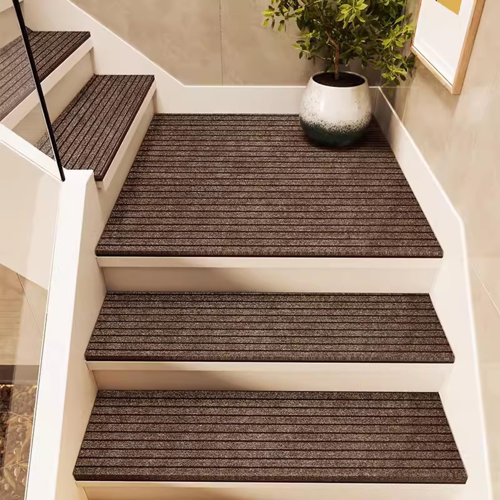 uoXHFdh Non Slip, Indoor Rug Stair Runners Treads, Mats, Rugs for Kids and Dogs, 5pcs(Coffee,22x70cm)
