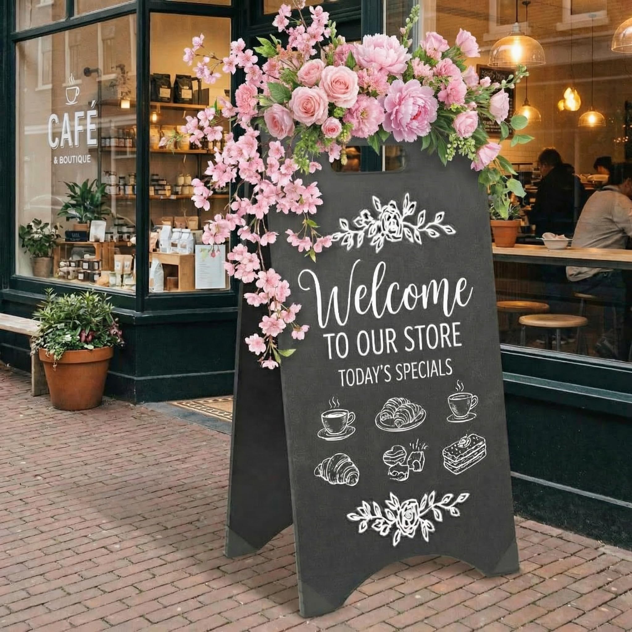 Japard A Frame Chalkboard Sign Large 15" x 30" with Stand Blackboard Shop Entrance Wooden Double-Sided Sidewalk Easel, Sandwich Board for Restaurant,