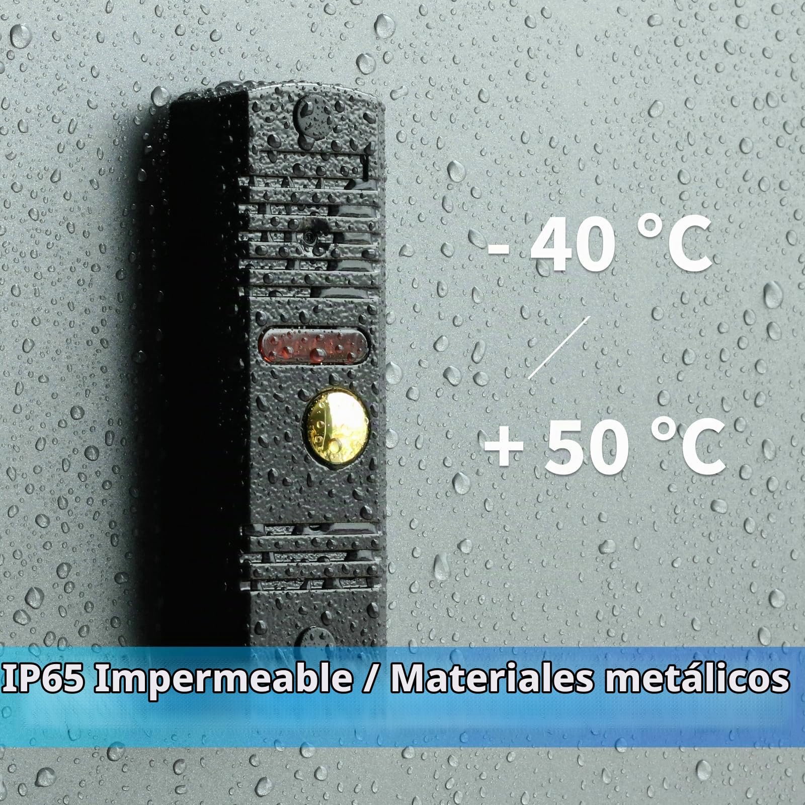 Karmen videoportero con Cable, intercomunicador de Puerta, Impermeable al Aire Libre, visión Nocturna infrarroja, Hablar con el visitante, admite CA 100V-240V