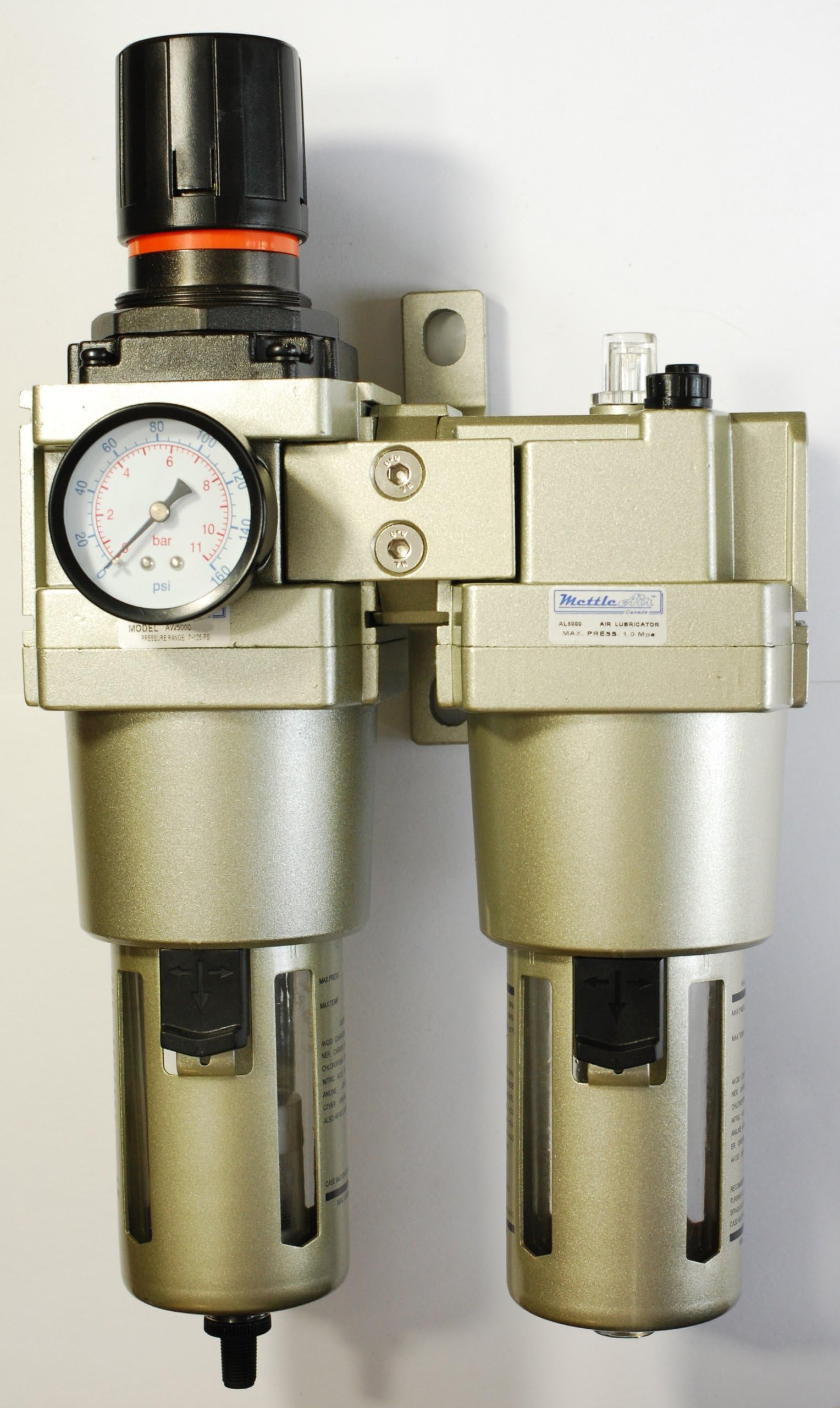 Auto Drain Air Filter/Regulator/Lubricator 3/4" NPT 4000 L/min with Gauge