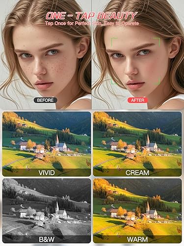 Miniatura 6 de Cámara digital True 4K de 64 MP con enfoque automático de zoom de 16X, cámara de vlogging para principiantes con tarjeta de 32 GB, modo belleza,