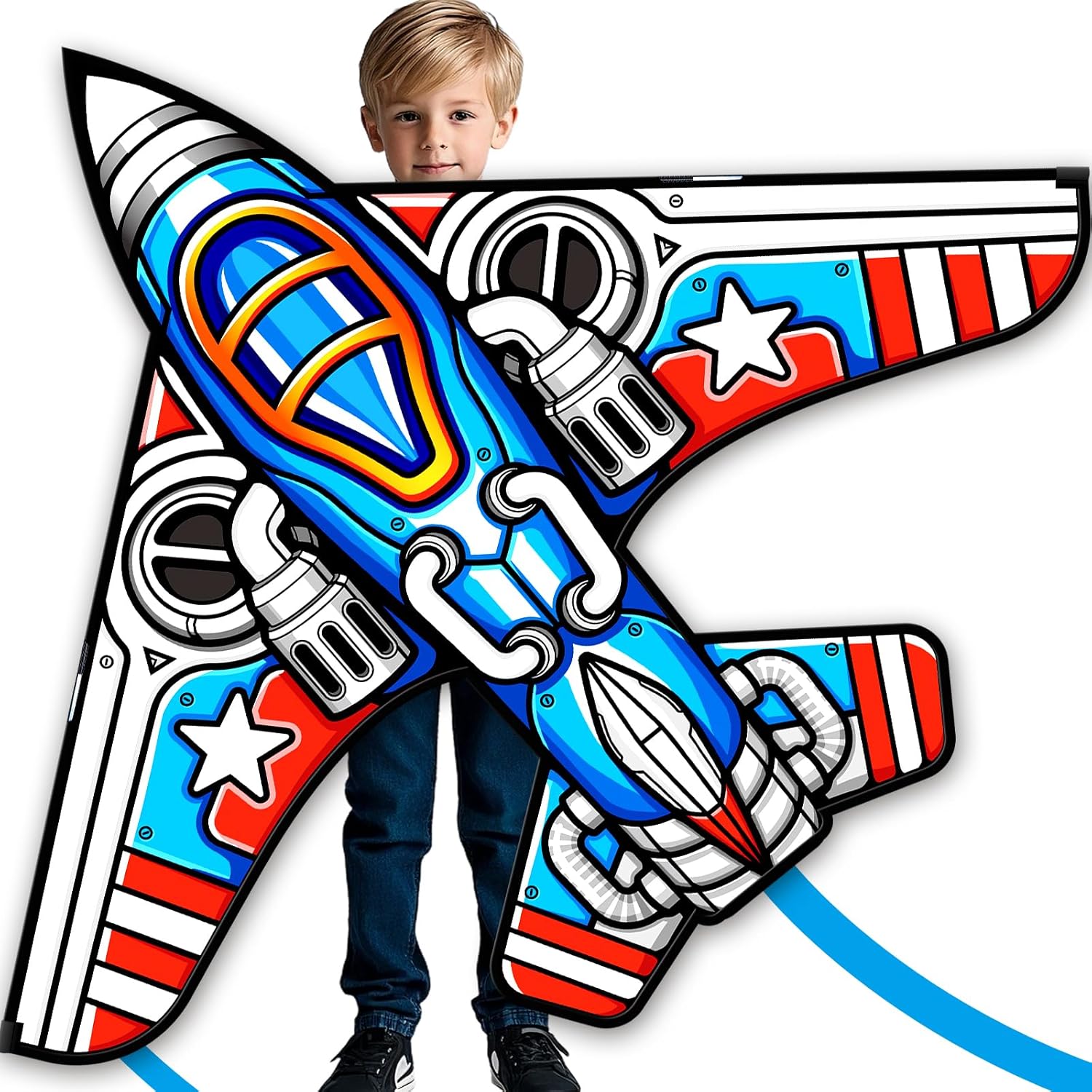 Fighter Kite Set, Suitable for Children Aged 8 to 12, Adults, Easy-to-Fly and Easy-to-Assemble Kite Suitable for Beginners