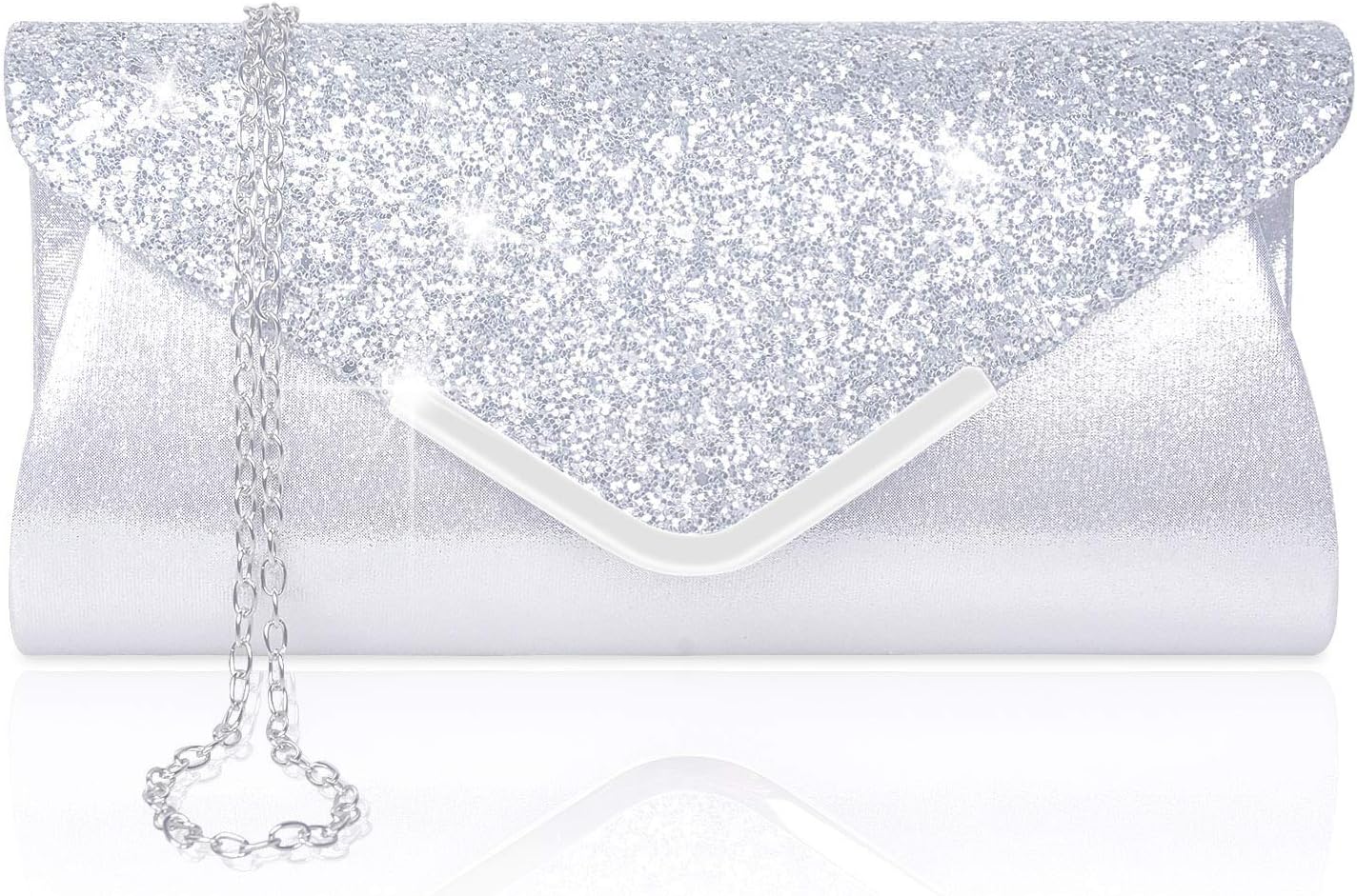 Women Evening Envelope Handbag Prom Sequin Clutch Purse Shoulder Cross Body Bag