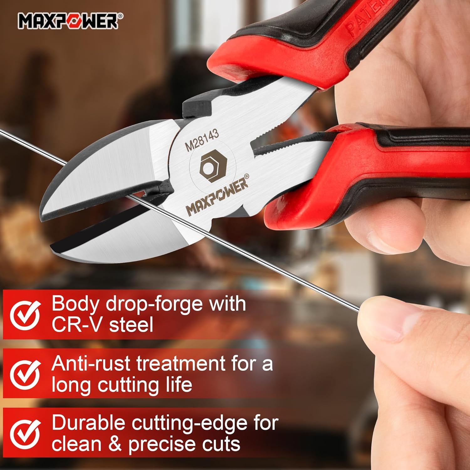 MAXPOWER Diagonal Cutting Pliers, 6-inch & 8-inch Side Cutting Pliers for Cutting Electrical Wire, Cable Ties, DIY Craft, Non-slip and Soft Grip Handle - 2 Pack