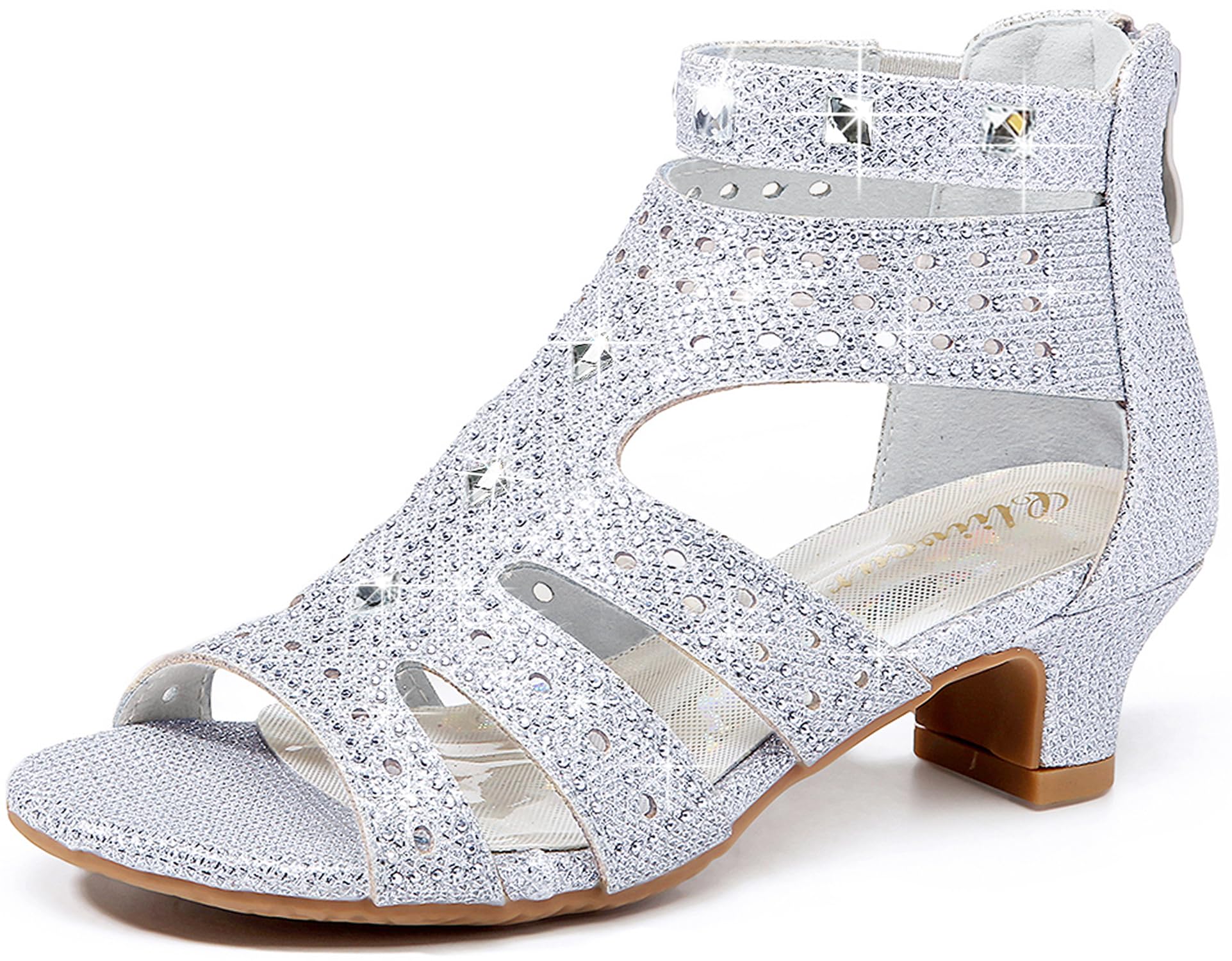 CliivourGirls High Heels Dress Pump Sandals Glitter Wedding Flower Party Princess Shoes for Kids Toddler