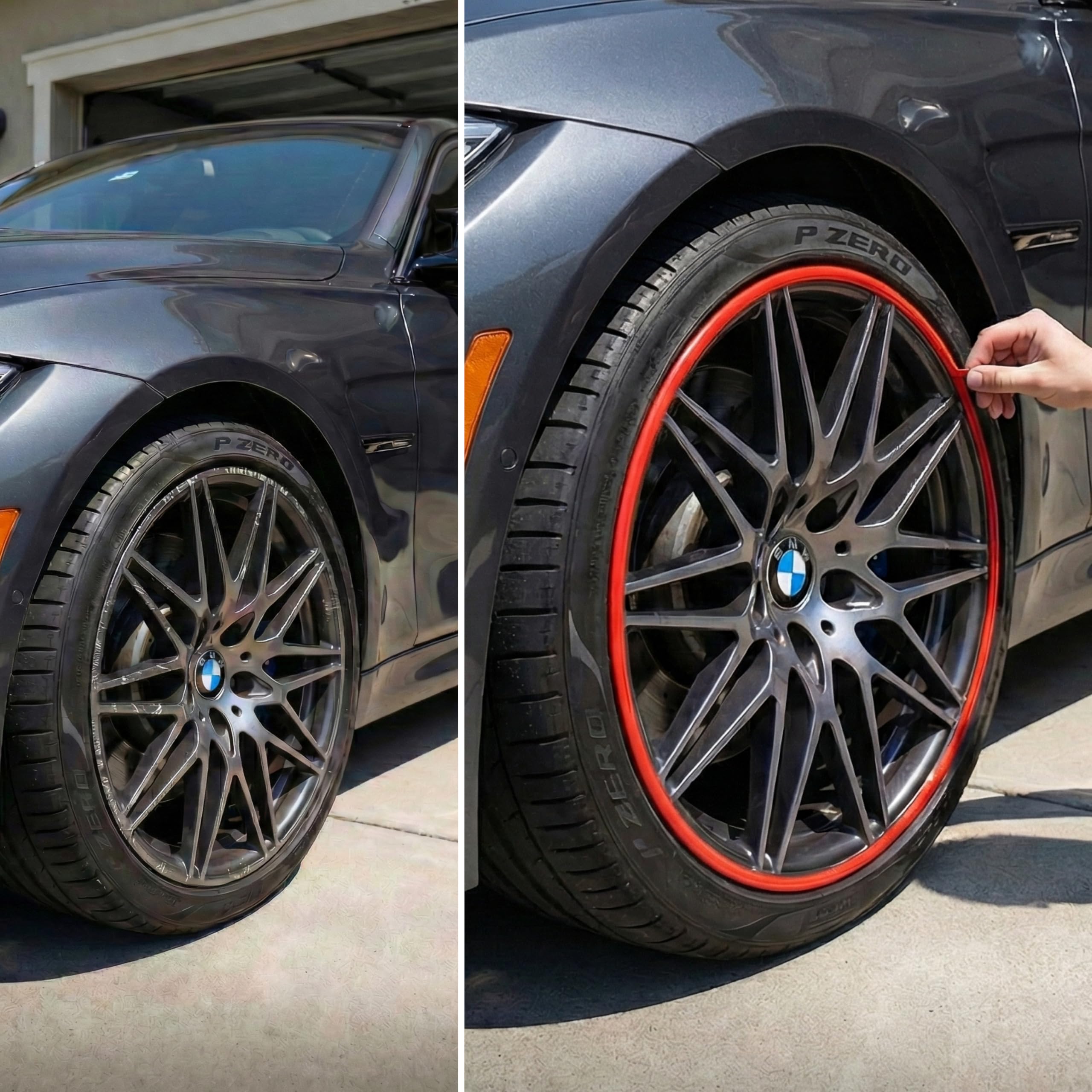 Rim Protector Kit RED for Car Wheels – Alloy Wheel Guard Strip Kit Fits up to 21" Rims | Set of 4 Rim Protectors | Easy to Install Curb Rash Defense for Rims