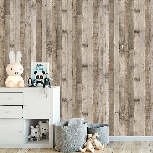 Miniatura 129 de Yun-aeon Natural Wood-Dark Grey Wood Contact Paper Peel and Stick Wallpaper 17.3"x 80"Self Adhesive Removable Vintage Faux Wood Wall Paper Plank