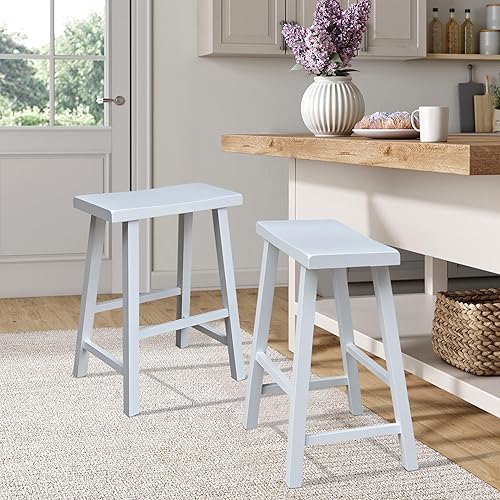 Miniatura 36 de IC International Concepts, Taburete para asiento de sillín-24 pulgadas de alto, madera sólida/real, madera de parawood resistente, Diy, listo para