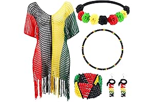 5 Pcs Jamaican Cover Ups Women African Beach Accessories Set Rainbow Crochet...