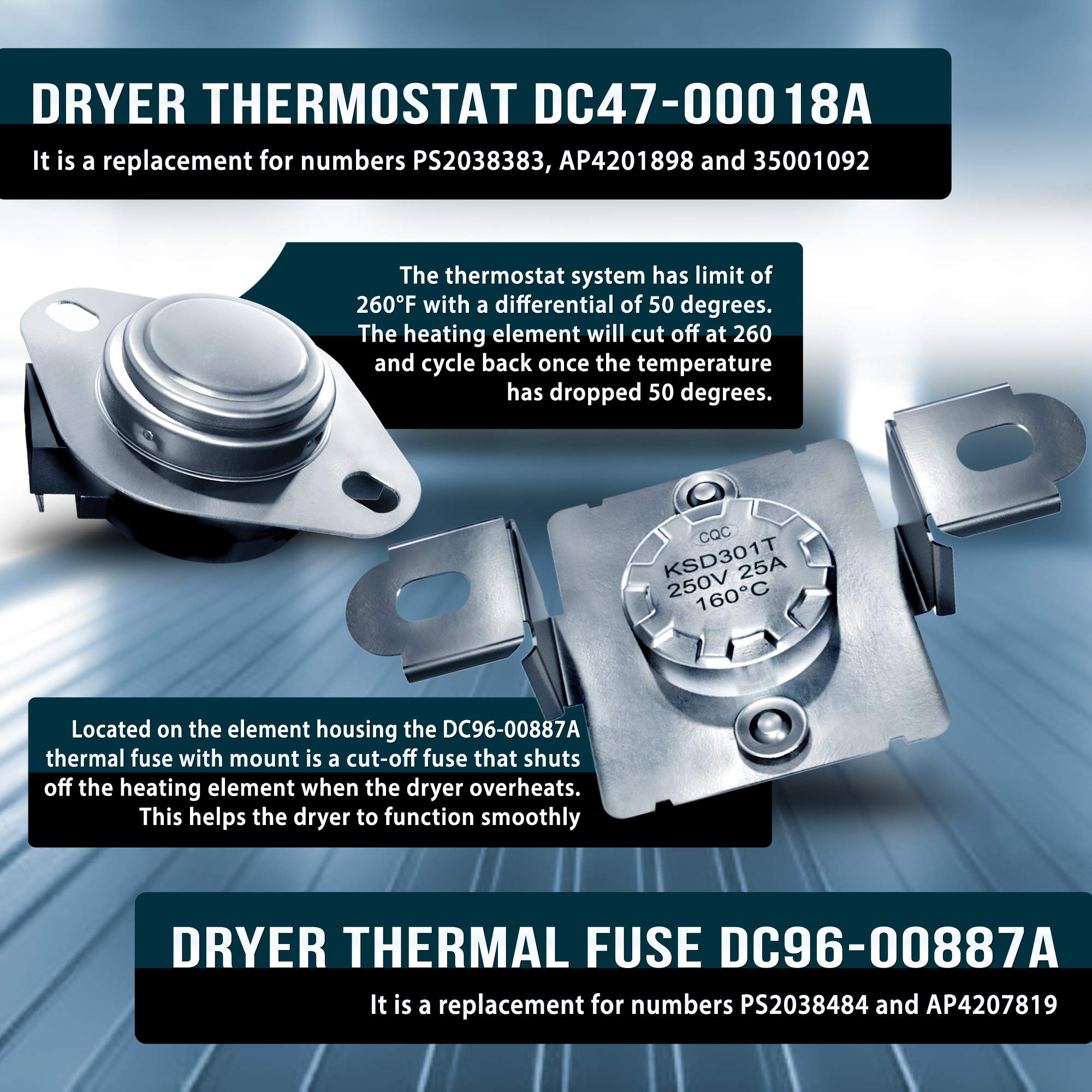 Rightex Dryer Heating Element DC4700019A Thermal Fuse DC9600887A