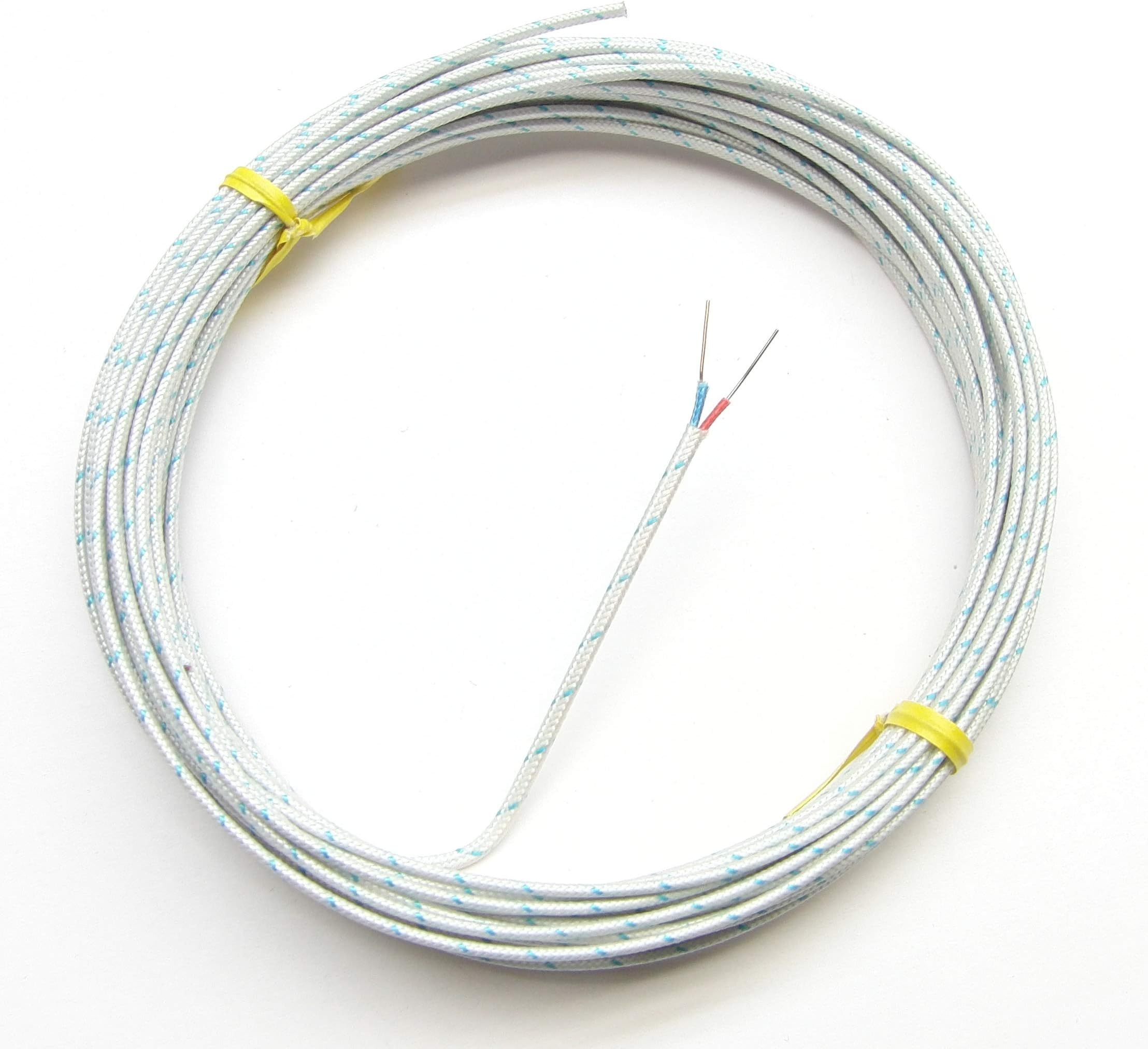 T-Type Thermocouple Wire AWG 24 Solid Type T w. Braided Fiberglass Insulation - 10 Yard