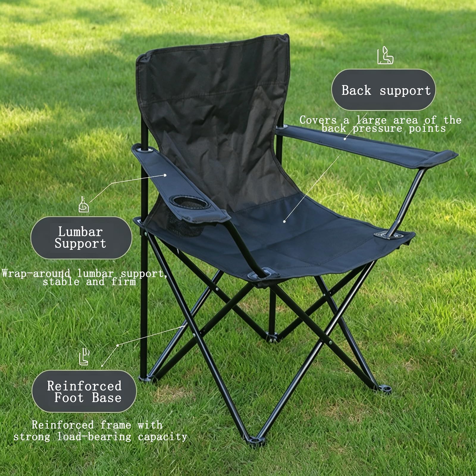 Chaise Longue Pliante,Chaise D'extérieur Pliable Portable Porte-Gobelet