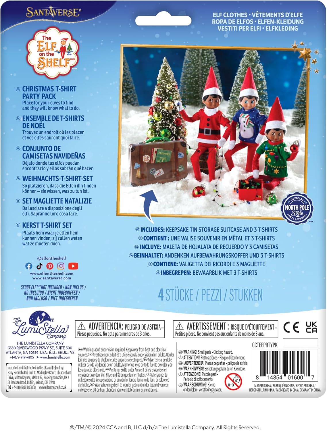 The Elf on the Shelf Claus Couture Collection Festive Fun T-Shirt Set - Set of 3 Elf-Size Tees with Gingerbread, Hot Cocoa and Donut Designs - Scout Elf Not Included