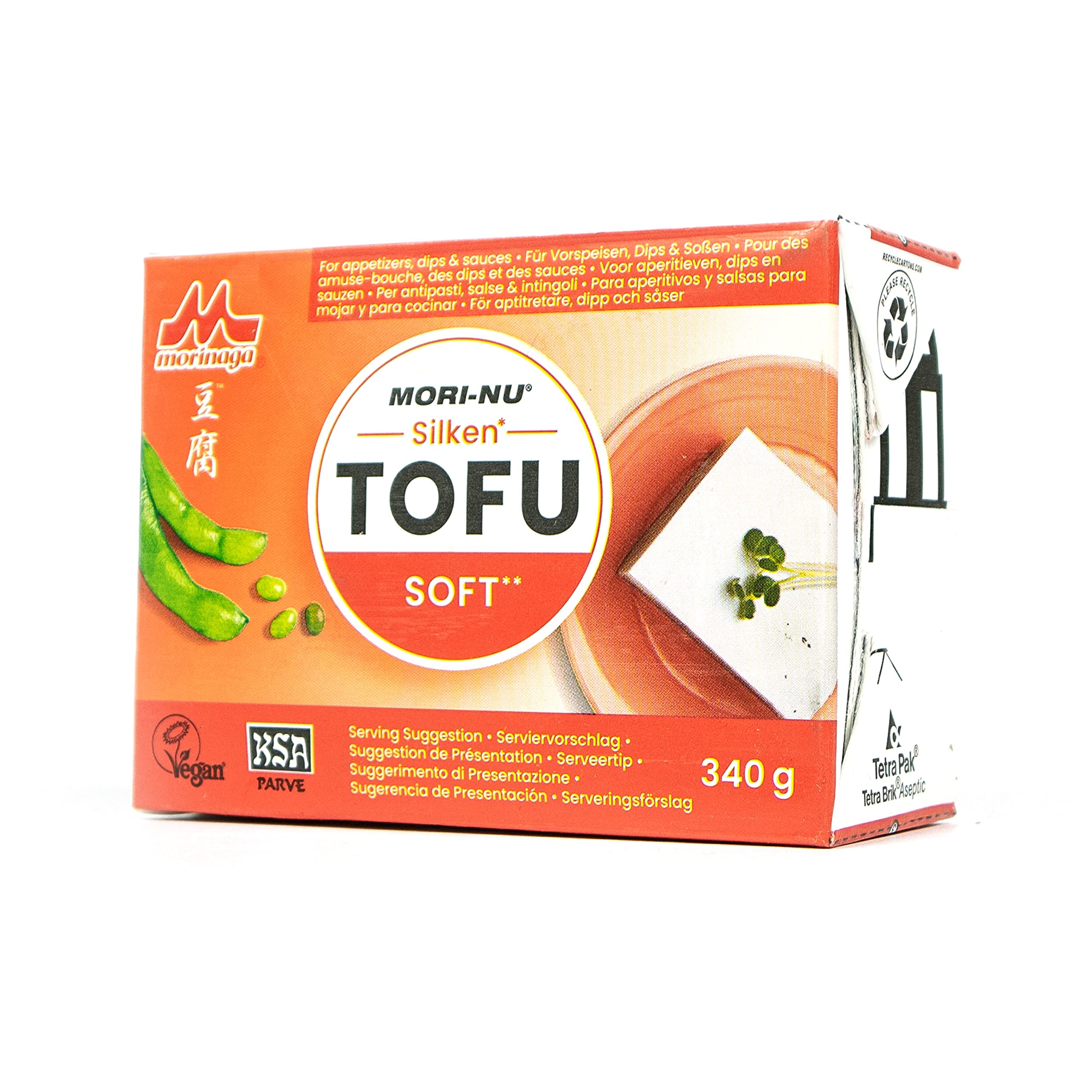 Mori-Nu Silken - 10er Pack Tofu Soft/weich 340 g - Seidentofu Naturtofu hergestellt aus ausgesuchten Sojabohnen