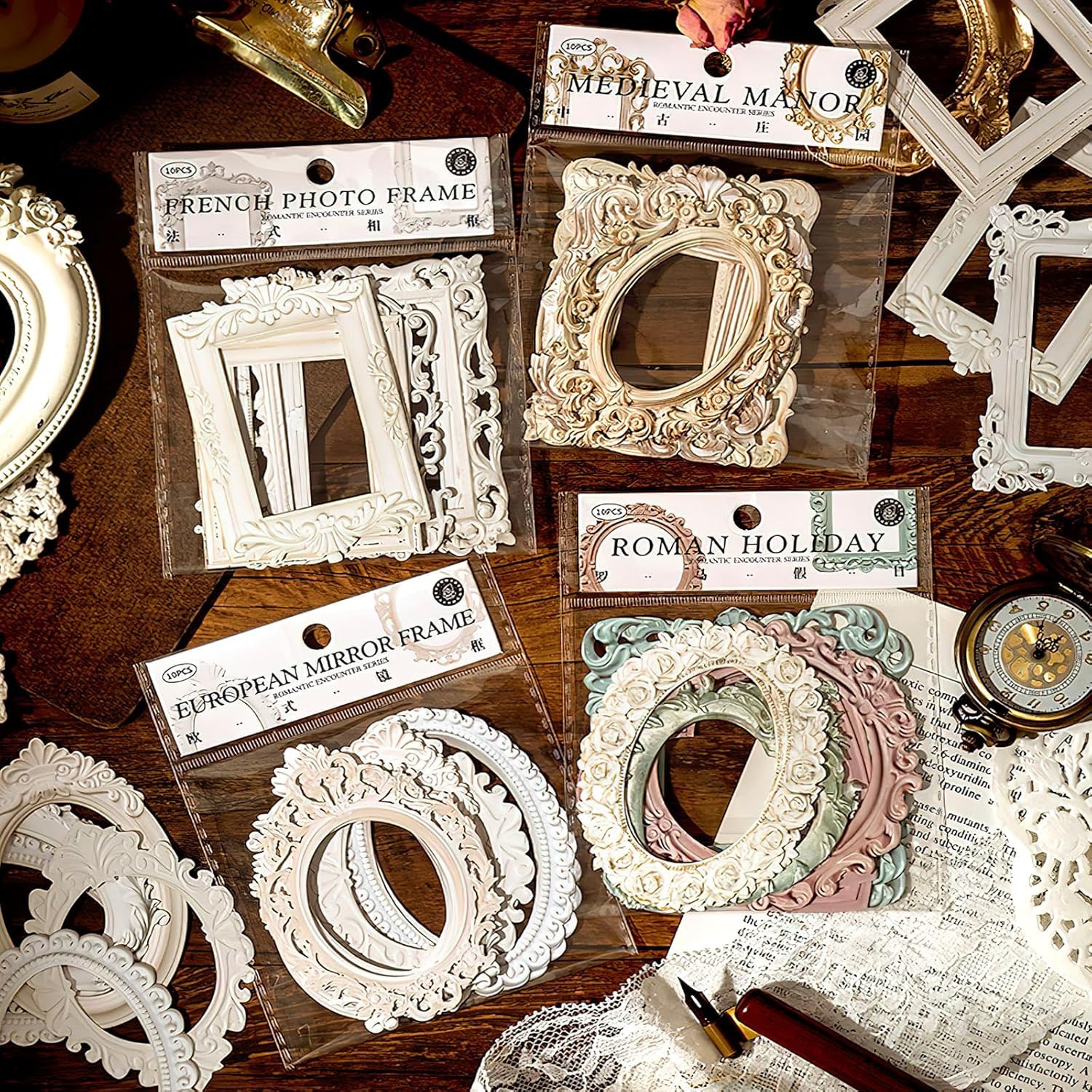 10 stuks holle reliëf fotolijst materiaal papier junk journal