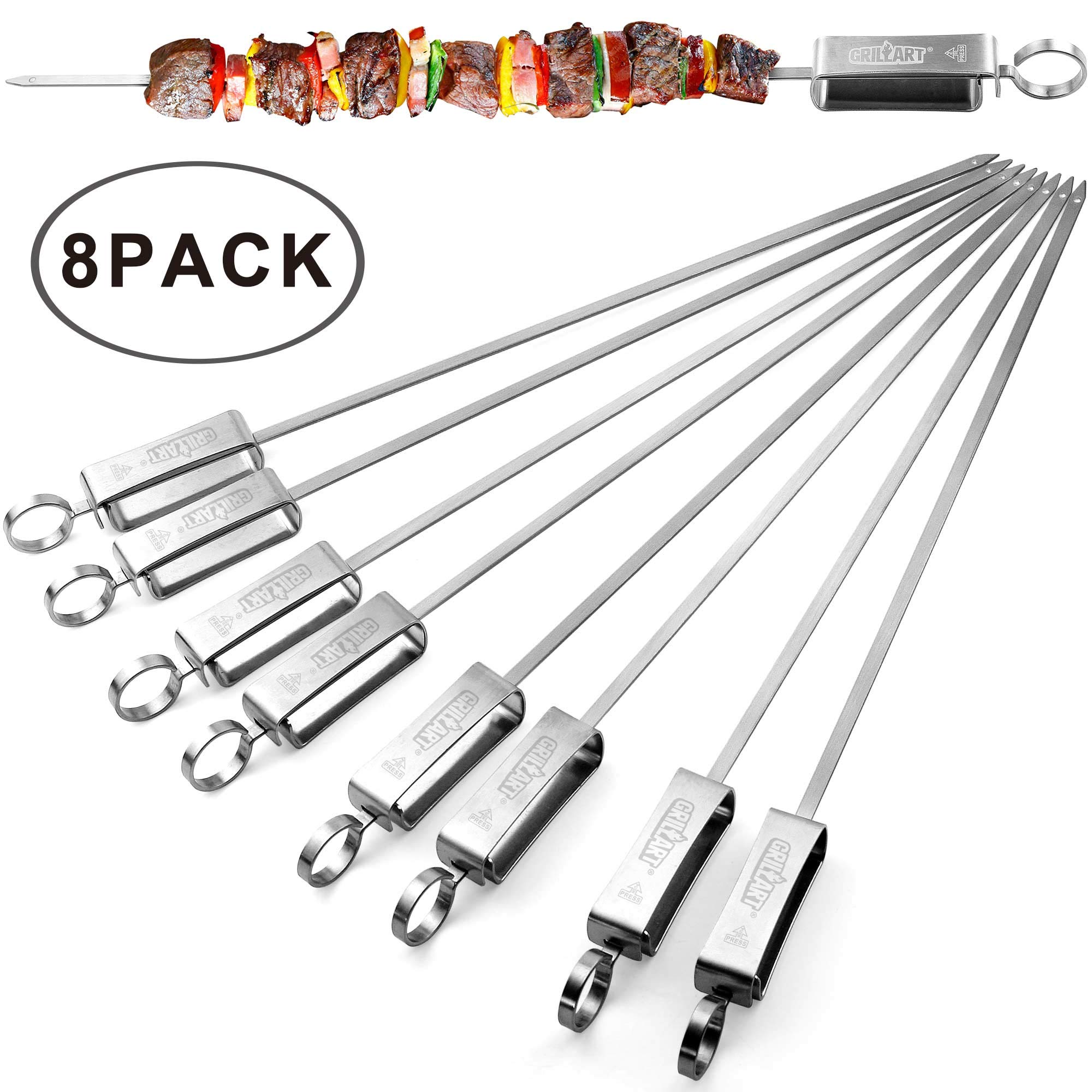 Buy GRILLART Kabob Skewers for Grilling Metal Skewers for Kabobs with