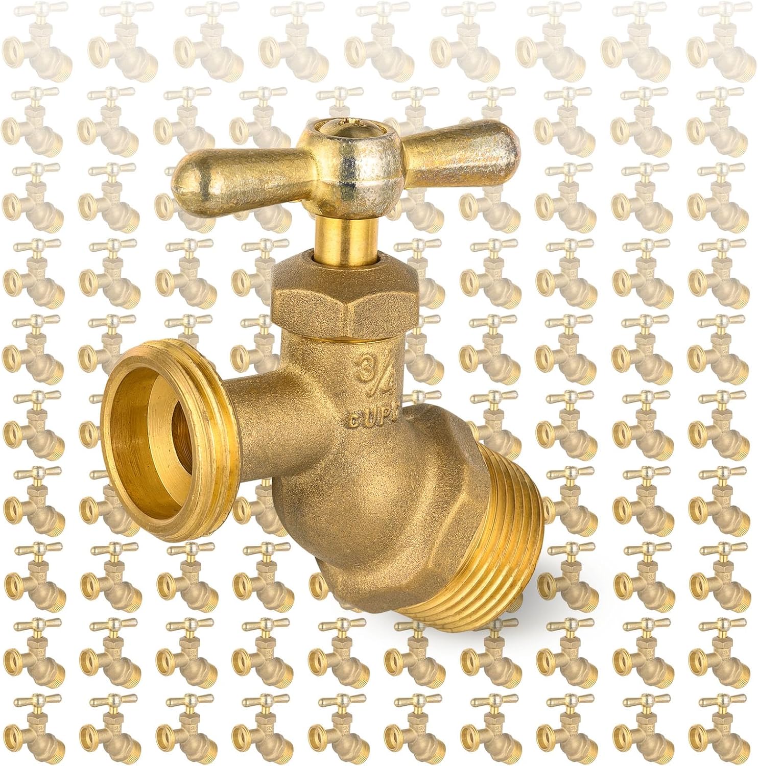 100PCS GUOFIS Hose Bibb Valve,3/4" MIP Inlet X 3/4" MHT Brass Garden Valves,No-kink(BIBCOCK014-100Pack)