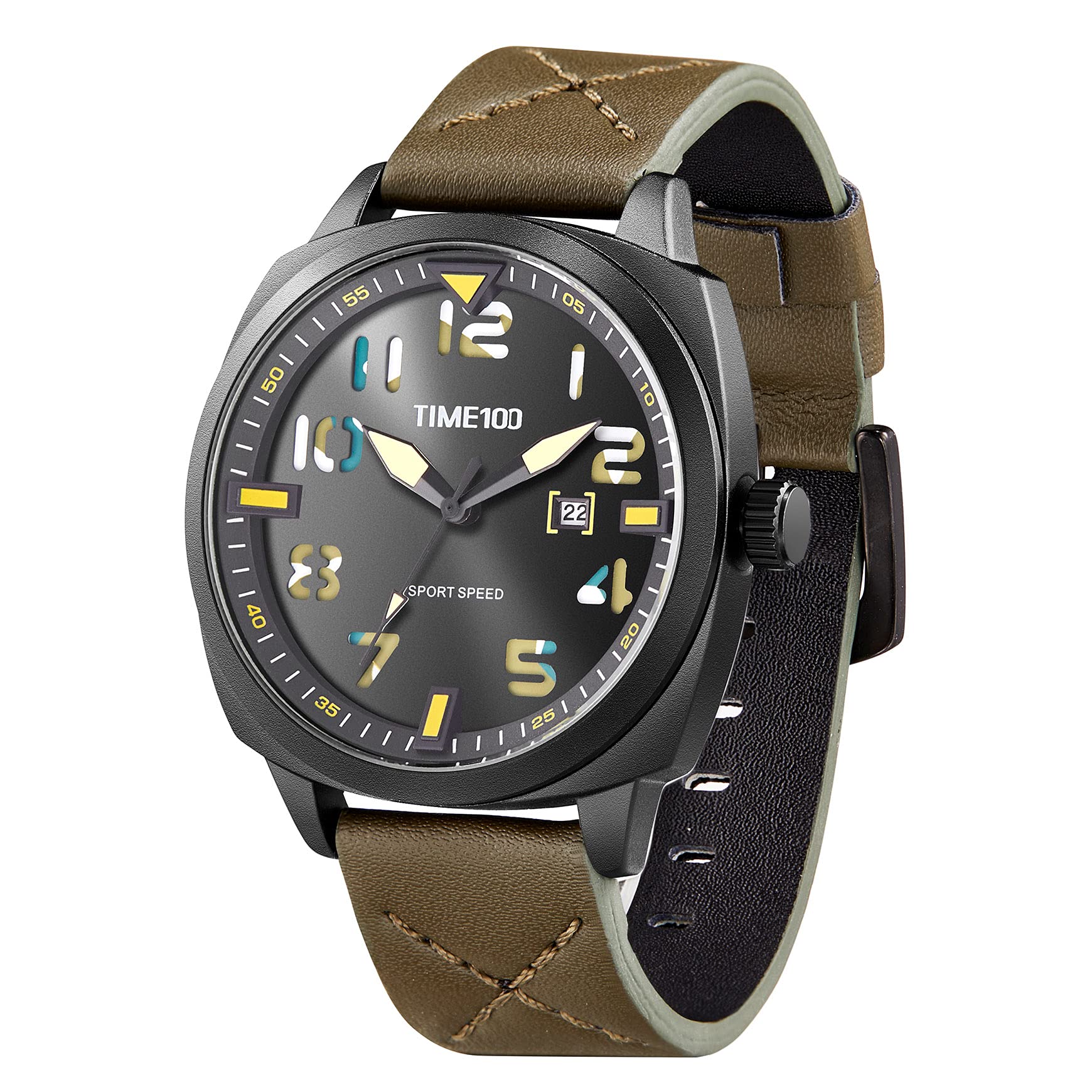TIME100 Reloj deportivo digital militar electrónico impermeable luminoso japonés cuarzo relojes para hombres y mujeres verde