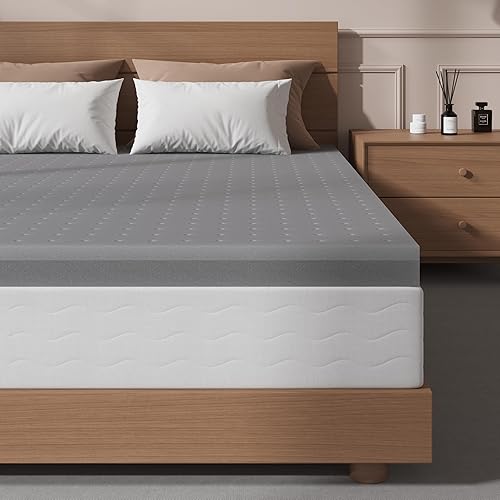 Sleepmax Cubrecolchón extra firme tamaño Queen de 4 pulgadas, cubrecolchón de espuma viscoelástica firme para aliviar el dolor, cubrecolchón de