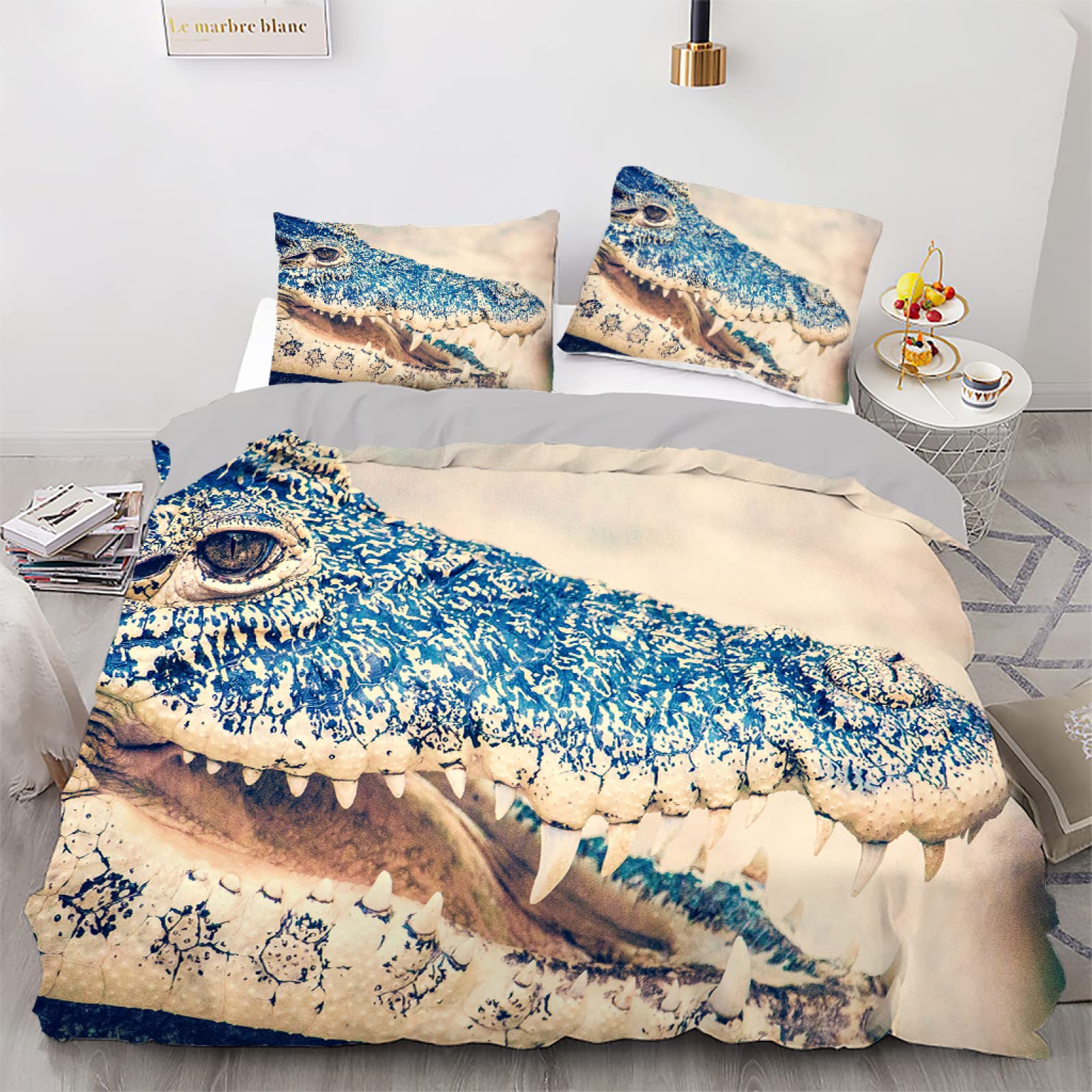 Housse de couette 140x200 fille bleu parure de lit enfant en fibre superfine avec taie