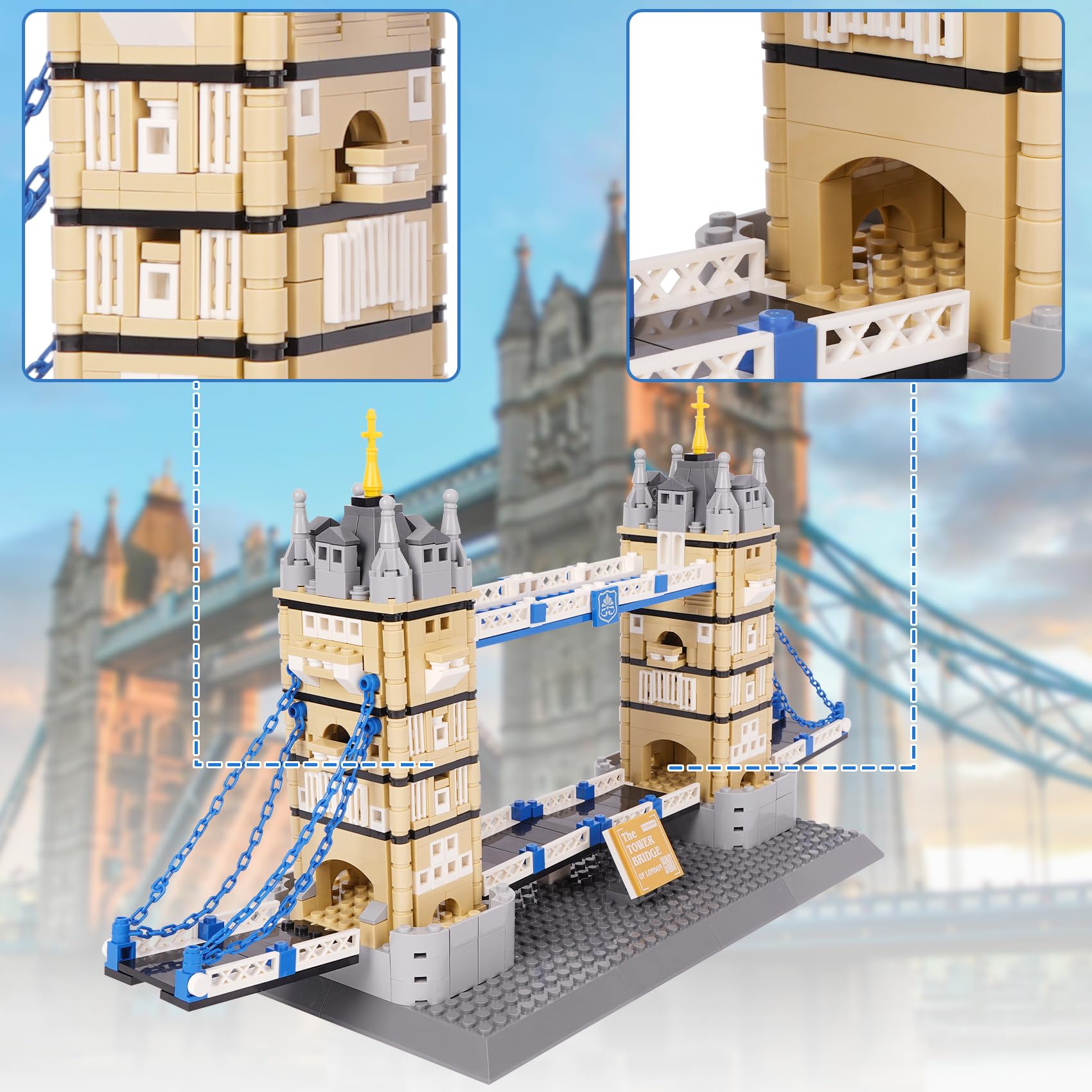 Oichy Tower Bridge Building Toys Architecture Building Block London Tower Bridge Model World Famous Landmark Construction Sets for Collection and Decoration (969pcs) - Image 4