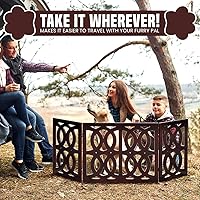 Vista 15 de Bundaloo Puerta independiente para perros, valla de madera decorativa expandible para perros pequeños a medianos, barrera para escaleras, puertas