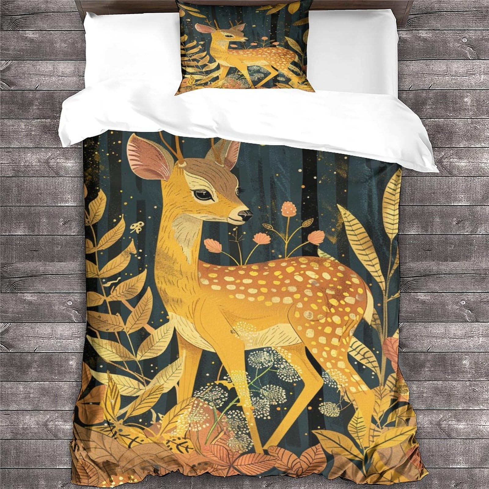 Set copripiumino per letto singolo con stampa 3D, motivo cervo, per ragazzi, ragazzi, 3 pezzi, per letto singolo (135 x 200 cm)