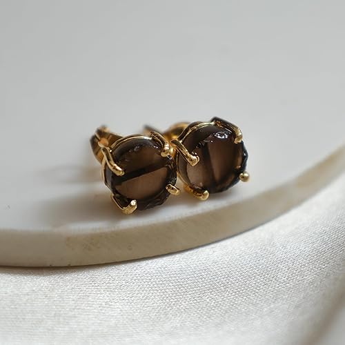 Miniatura 157 de Gempires Natural Raw Prong Setting Stud Earrings, 8-10 mm Crystals Earring, Handmade Jewelry, Gift for Her