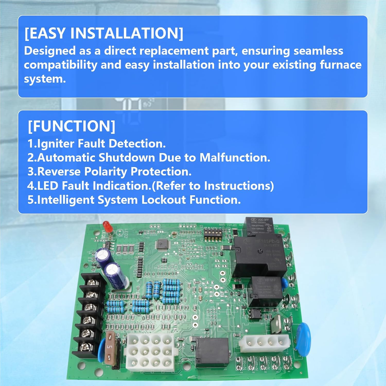 Furnace Blower Control Circuit Board Compatible with White-Rodgers, for Trane and American Standard Single Stage Integrated Furnaces 80V Igniter, Replaces 50A65-474, 50A65-475, 50A65-476, D341213P01