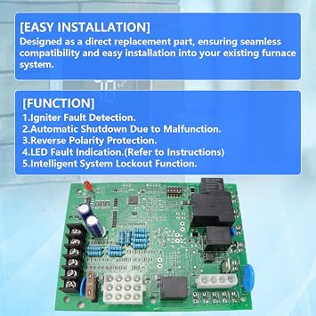50A65-474 Furnace Blower Control Circuit Board Fit for White-Rodgers | , for Trane and American Standard Single Stage Integrated Furnaces 80V Igniter, Replaces 50A65-475, 50A65-476, D341213P01