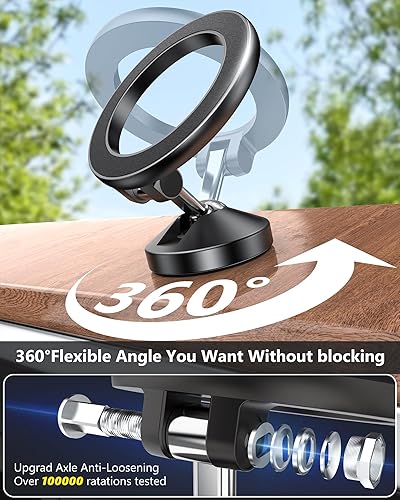 Miniatura 5 de Actualización 2024 para tablero MagSafe de montaje de automóvil rotación de 360 todo de metal imanes más fuertes Soporte magnético para teléfono