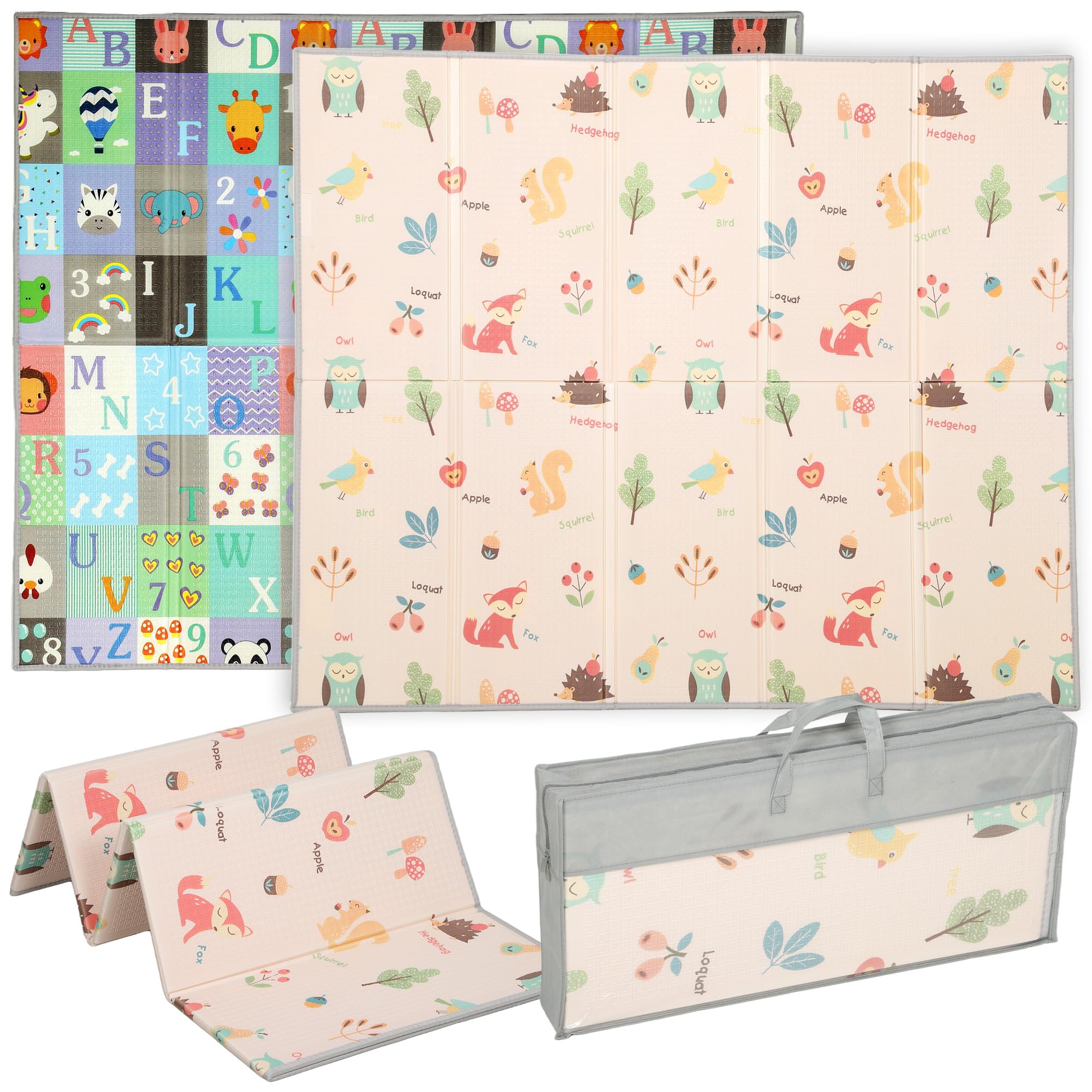 AIYAPLAY Tappeto per Bambini 0-3 Anni con Numeri e Lettere e Superficie Impermeabile, Tappeto Gattonamento in XPE e PE, 180x150x1 cm, Multicolore