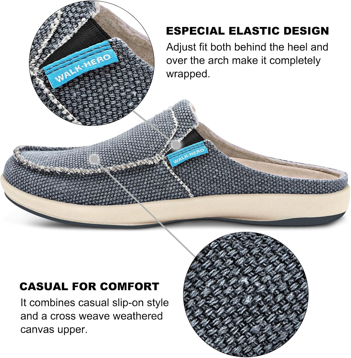 Womens Slippers with Arch Support, Walkhero House Orthopedic Slippers for Women with Suede Insole and Velvet Lining, Slip on Clog Indoor Outdoor House Shoes with Anti-Skid Rubber Sole - Image 6