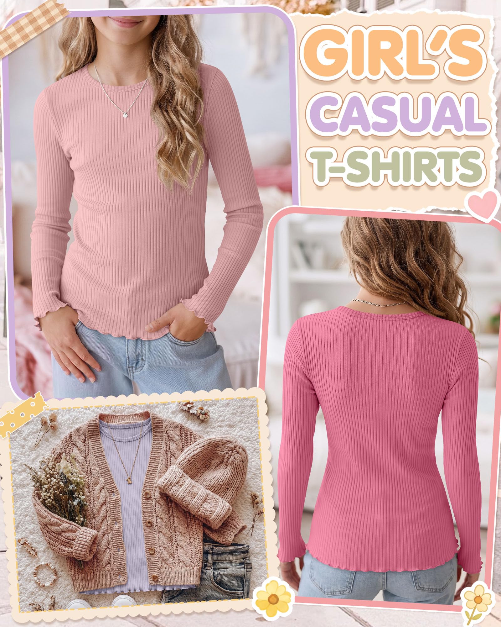 Clabby Pack de 4 Camisetas Manga Larga Niñas