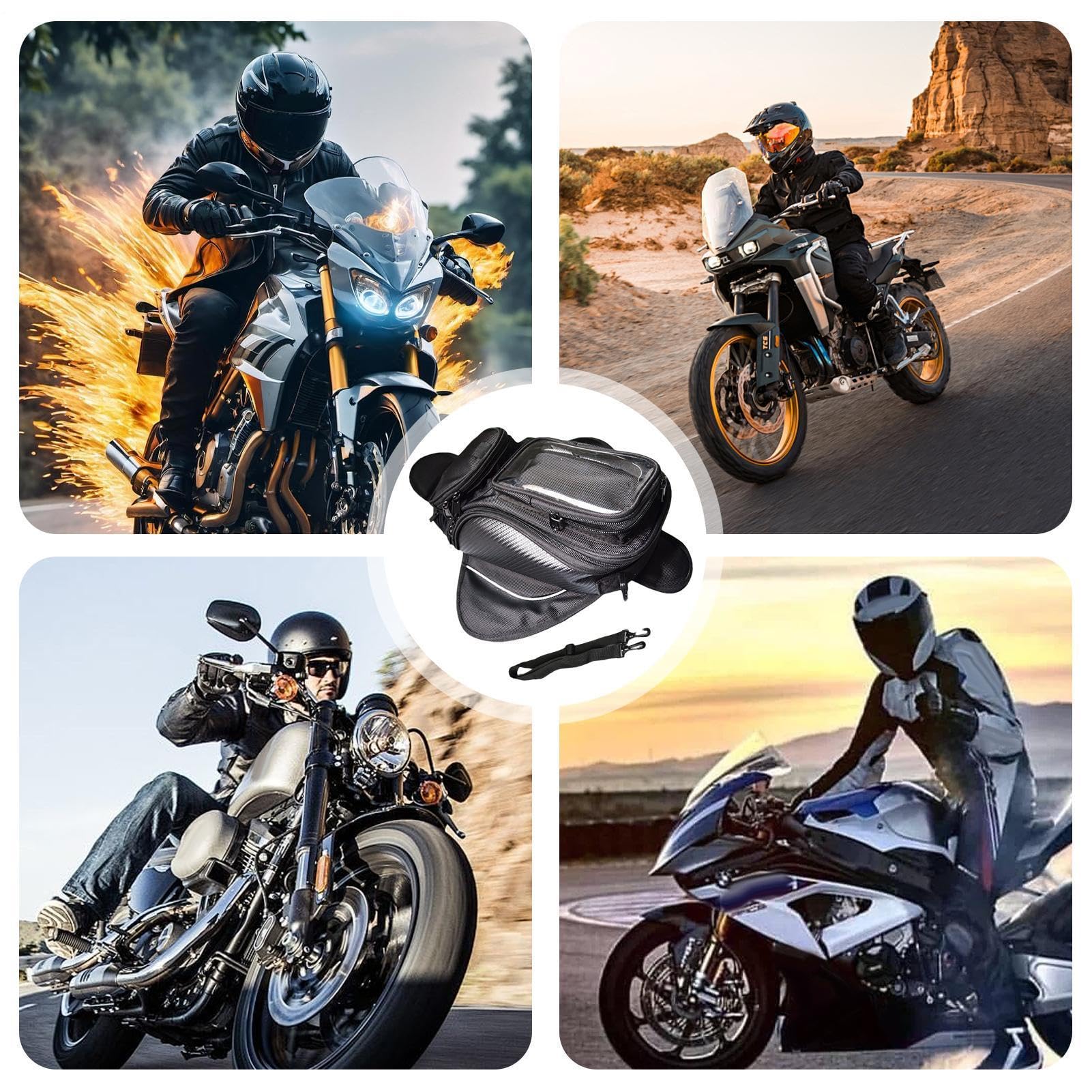 Borsa da serbatoio magnetica per moto - Confezione di custodia con custodia superiore tubolare resistente all'acqua, portapacchi da sella per motocicletta | Supporto robusto e sicuro a sgancio rapido