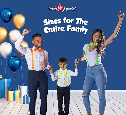 Miniatura 7 de Dress Up America Neon Suspender, Bow-tie, Sunglasses, Accessory Set - Adult and Kids Size Suspenders