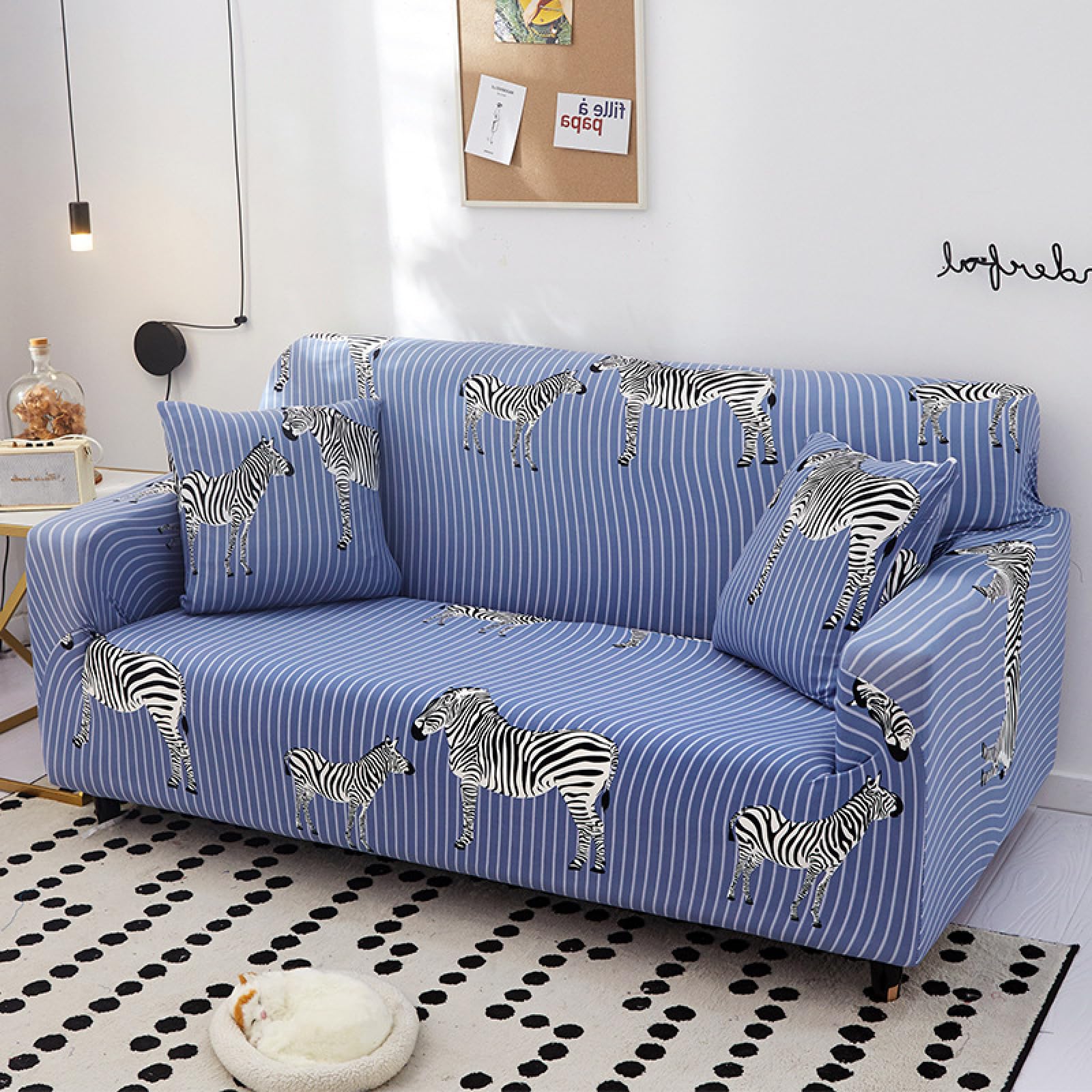 Couvre canapé d'angle universel zèbre pour rénover un canapé usé avec style
