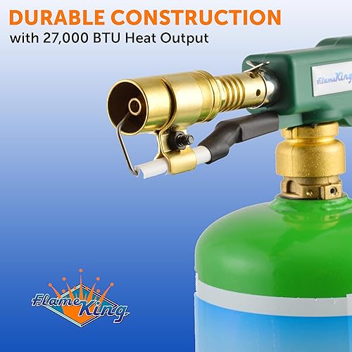 Miniatura 4 de Flame King Soplete de gas propano y Mapp de 27,000 BTU con autoencendido para sellar, soldar y como arrancador de fuego
