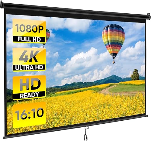 Miniatura 12 de Pantalla de Proyector Universal, Pantalla de Proyector Manual Portátil HD de 72 Pulgadas con Tirador, Pantalla Panorámica Retráctil de Montaje en