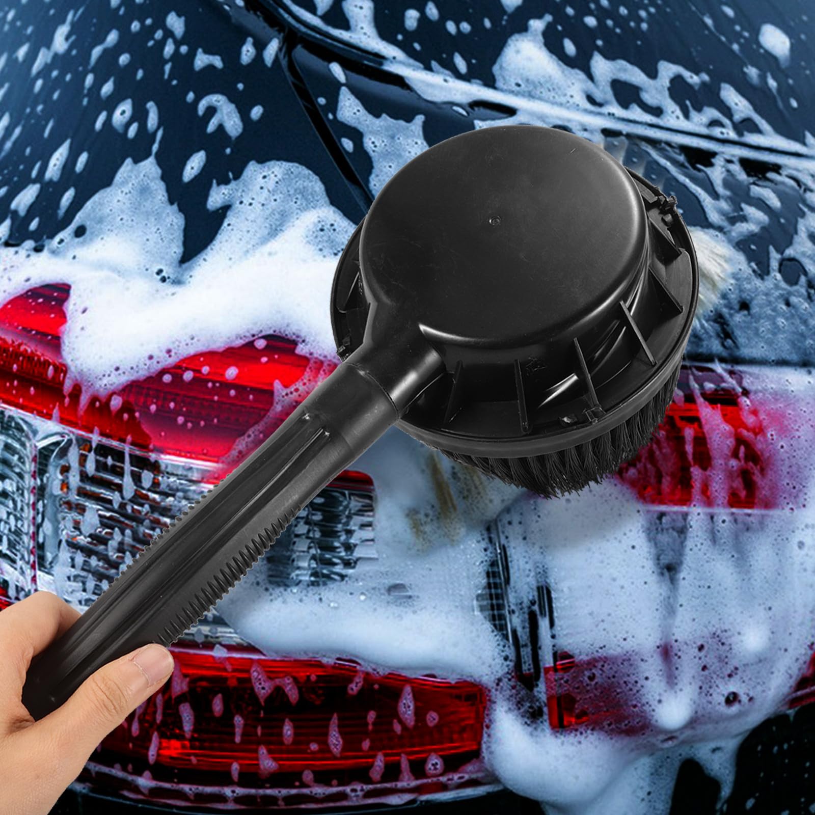 Spazzola Ruote Auto per Pulizia Pneumatici Nera in ABS | Compatibile la Maggior Parte dei Washer a Pressione, Raggiunge Spazi Stretti, per Lavaggio Cerchi