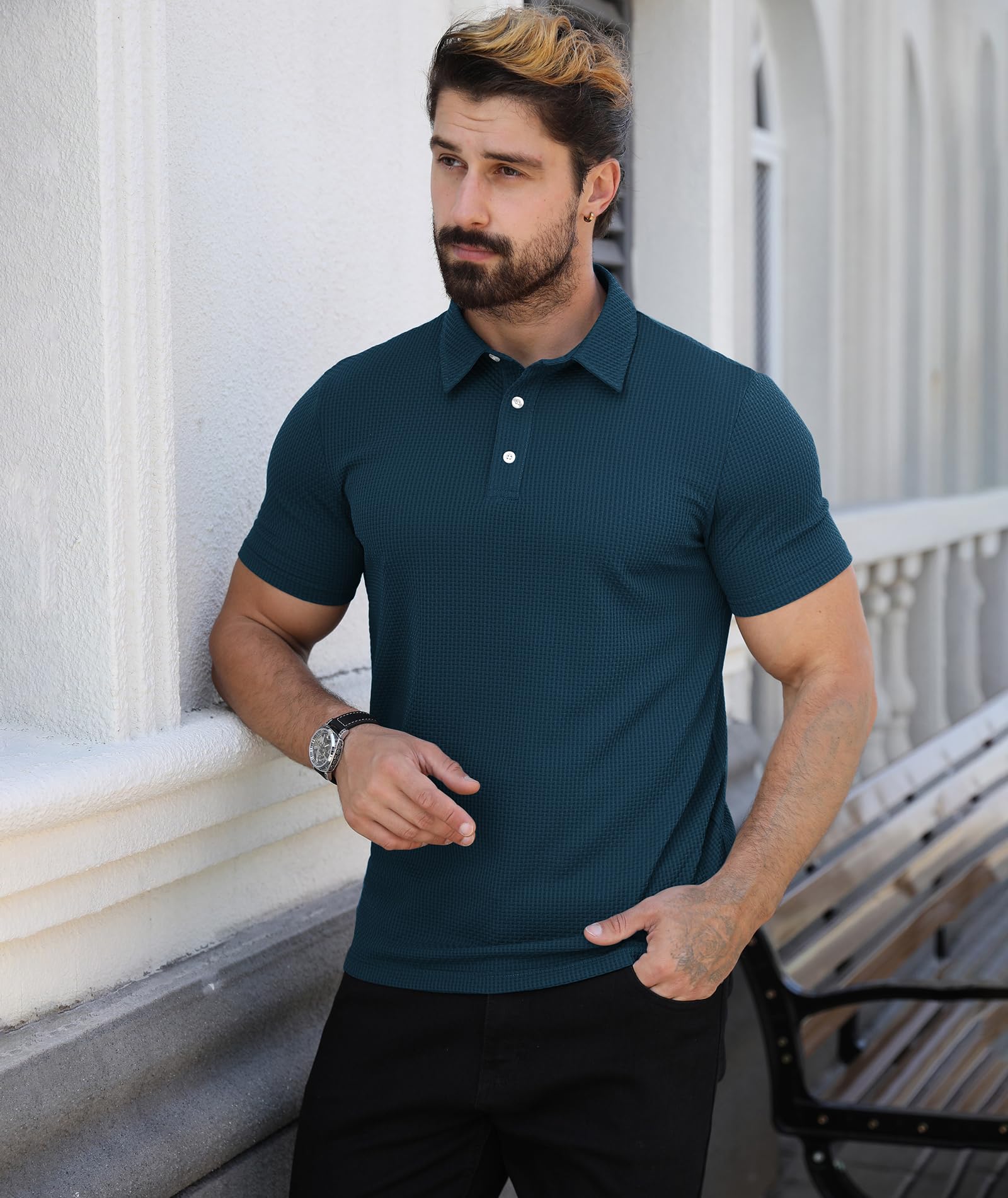 SwissWell Polo Uomo Manica Corta Traspirante Golf T-Shirt Estiva Casual Tennis Polo Shirt Sportiva