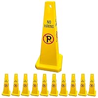 Vista 9 de Electriduct Cono de tráfico de cuatro caras No estacionamiento, letrero de pie amarillo (paquete de 2)